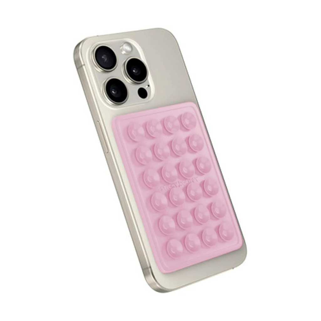 SOPORTE PEGATINA CON SOPAPA ROSA (17601)