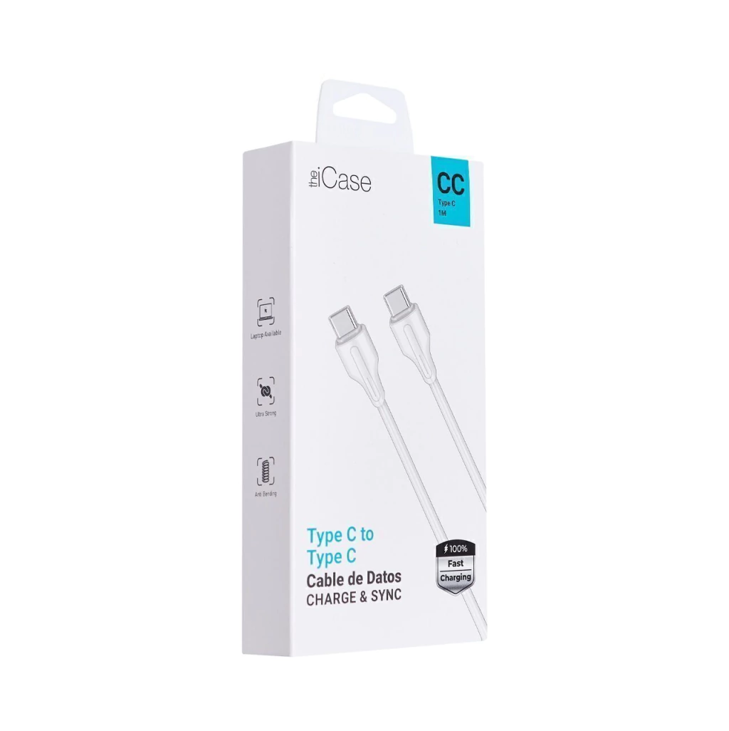 CABLE GENERICO ICASE TIPO C - TIPO C CARGA RAPIDA 1 M BLANCO (15688)