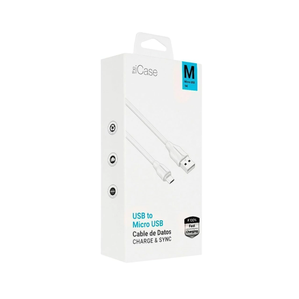 CABLE GENERICO ICASE USB - MICRO USB CARGA RAPIDA 1 M BLANCO (15689)