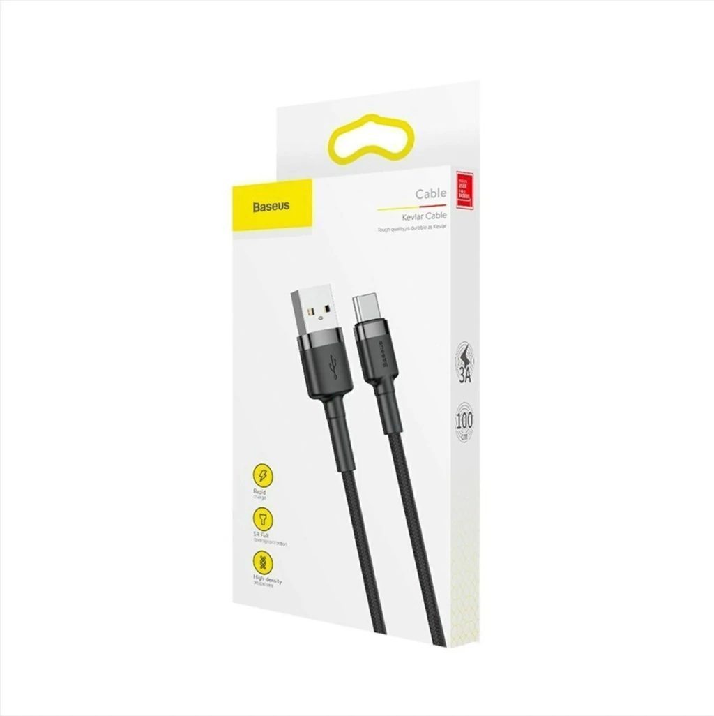 CABLE PREMIUM MALLADO BASEUS USB - TIPO C 1 M NEGRO (6953156278202)