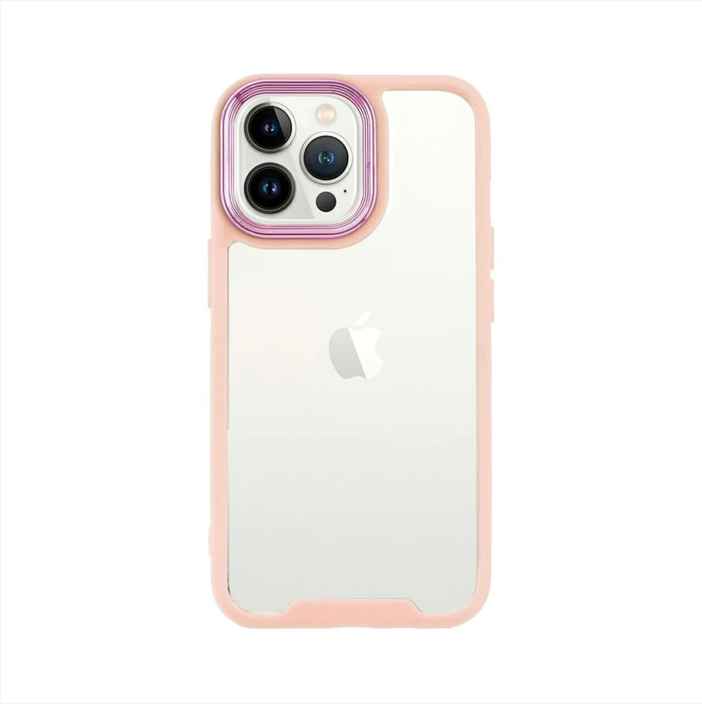 FUNDA GENERICO APPLE ACRILICO CON BORDE - CLEAR COLOR IPH13PROMAX ROSA (14616)