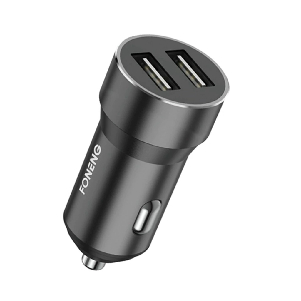ADAPTADOR DE AUTO PREMIUM C08 USBA DUAL FONENG 2.4A NEGRO (17988)