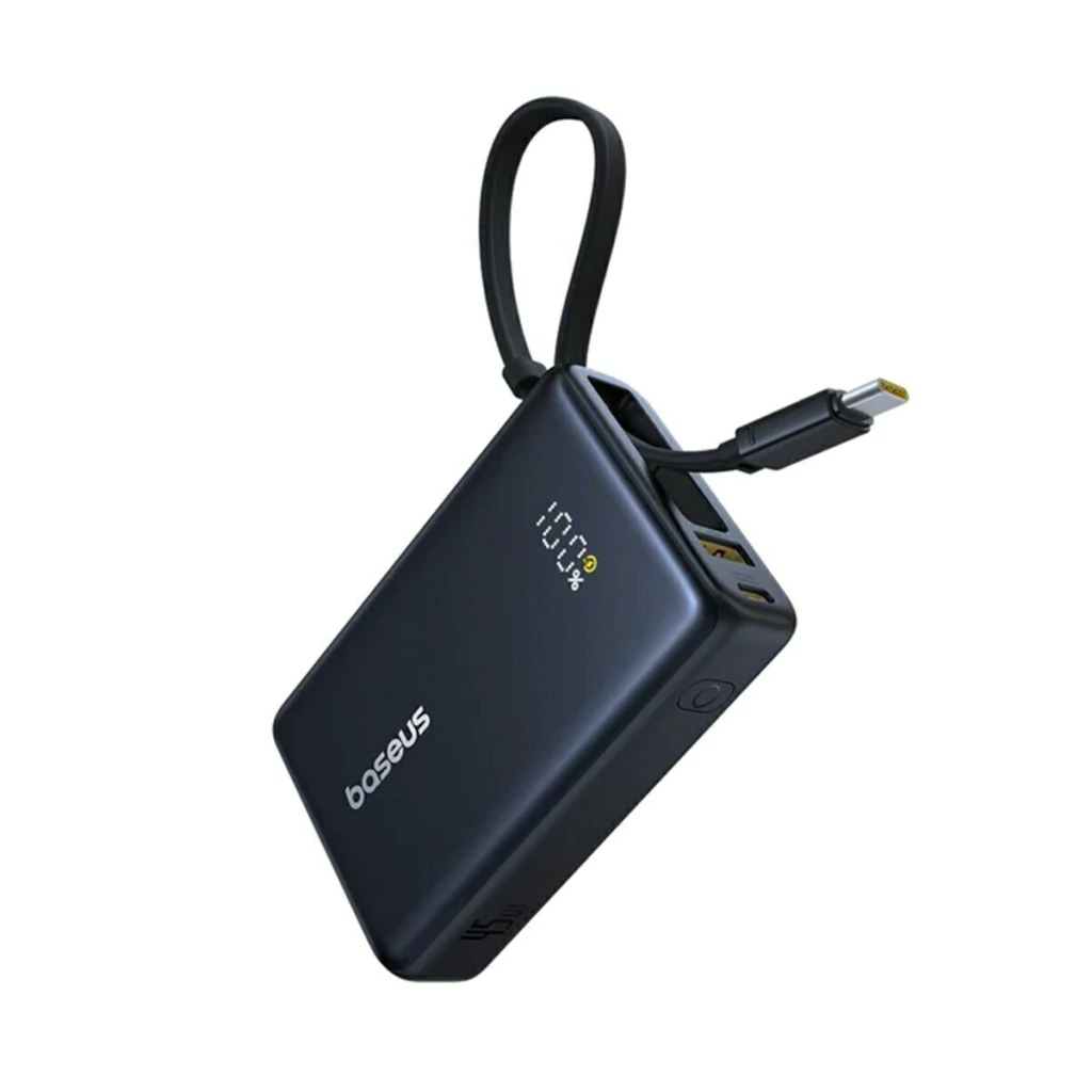 POWERBANK DUAL LED CON CABLE BASEUS 10000MAH 45W NEGRO (18383)