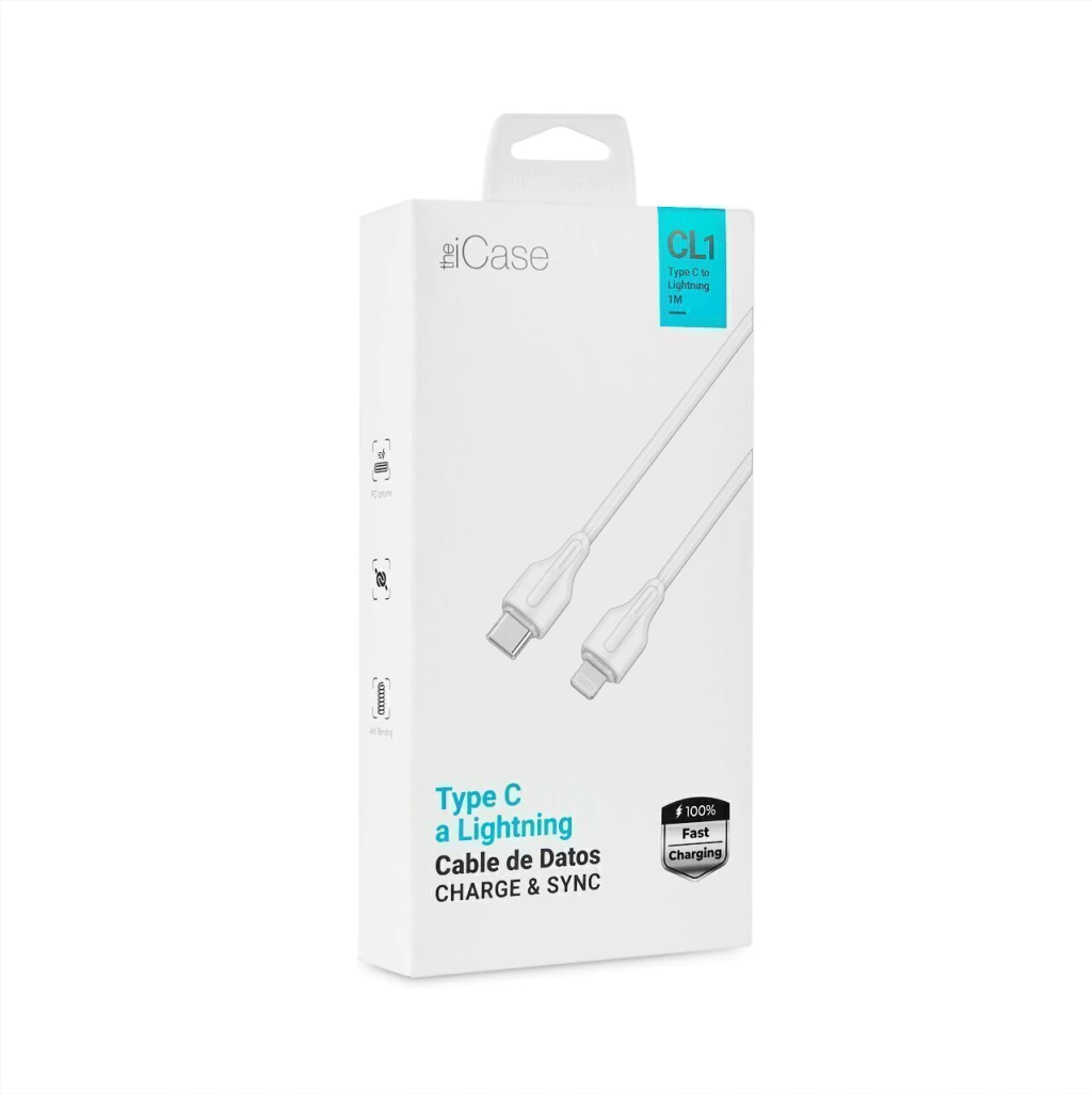 CABLE GENERICO ICASE TIPO C - LIGHTNING CARGA RAPIDA 1 M BLANCO (15091)