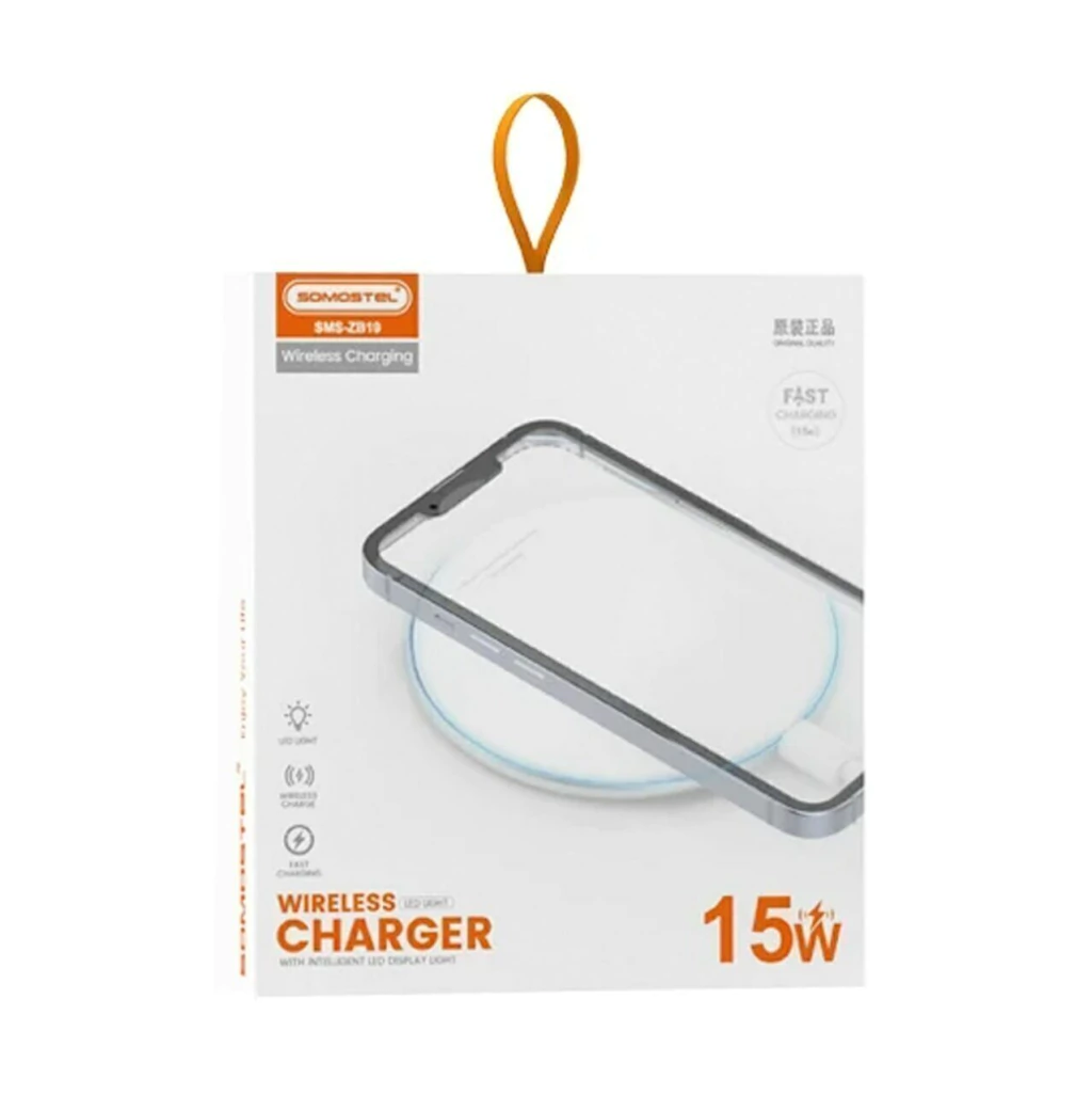 CARGADOR QI 15W SOMOSTEL ZB19 BLANCO (16977)