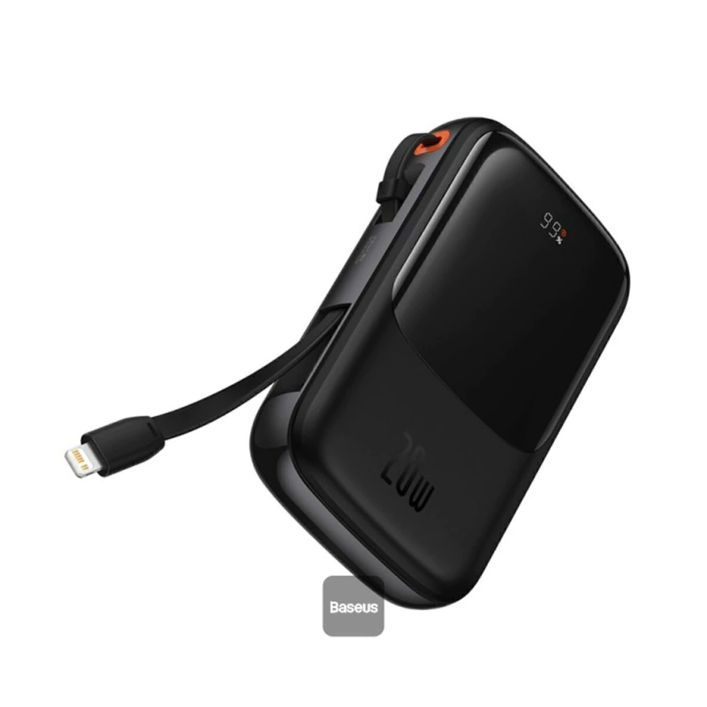 POWERBANK DUAL LED CON CABLE BASEUS 10000MAH 22.5W NEGRO (18382)