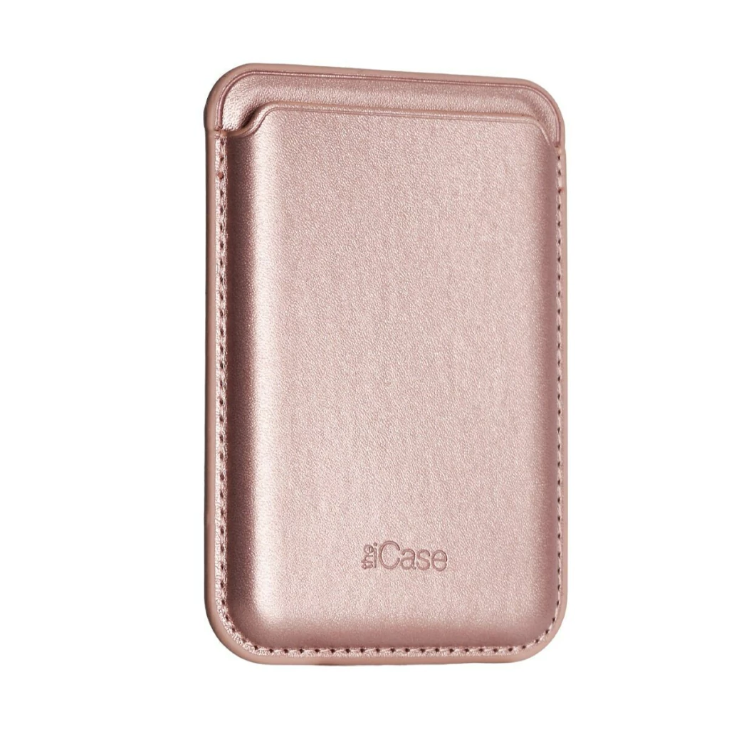 BILLETERA MAGSAFE SIMIL CUERO LISA ROSA DORADO (18065)