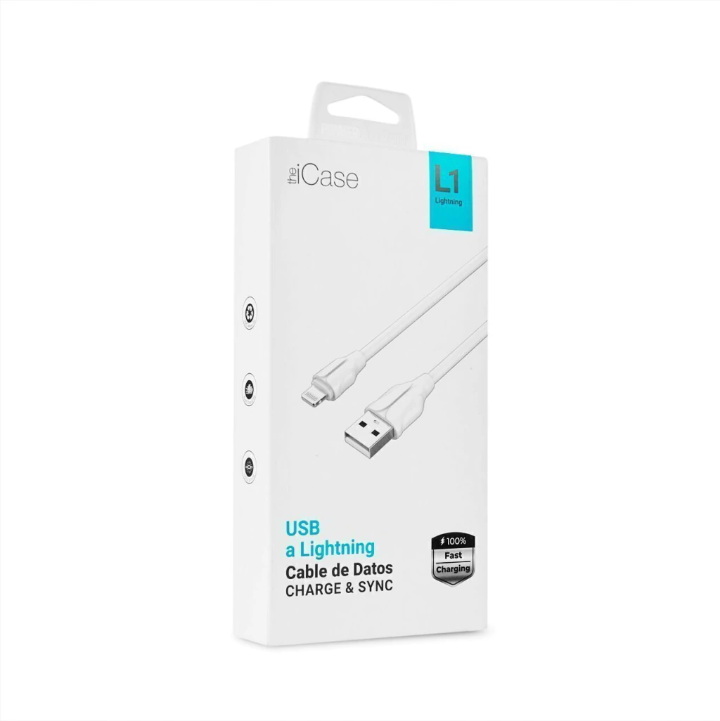 CABLE GENERICO ICASE USB - LIGHTNING CARGA RAPIDA 1 M BLANCO (15089)