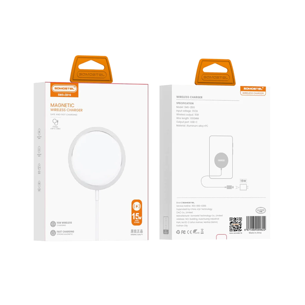 CARGADOR QI MAGSAFE SOMOSTEL 20W BLANCO (17633)