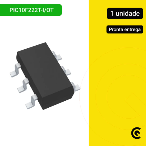 PIC10F222T-I/OT Microchip – Microcontrolador 8 bits, até 8MHz, SOT-23-6. Ideal para automação, controle e sistemas embarcados.