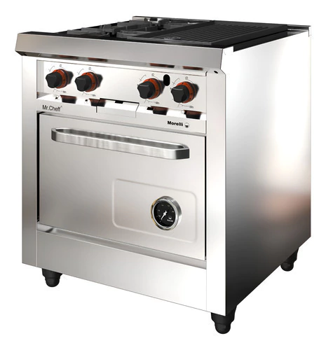 Cocina Industrial Morelli Mr Cheff 750 2 Hornallas + Plancha Acero