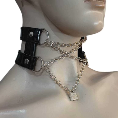 Choker con Cadenas y Dije Negro