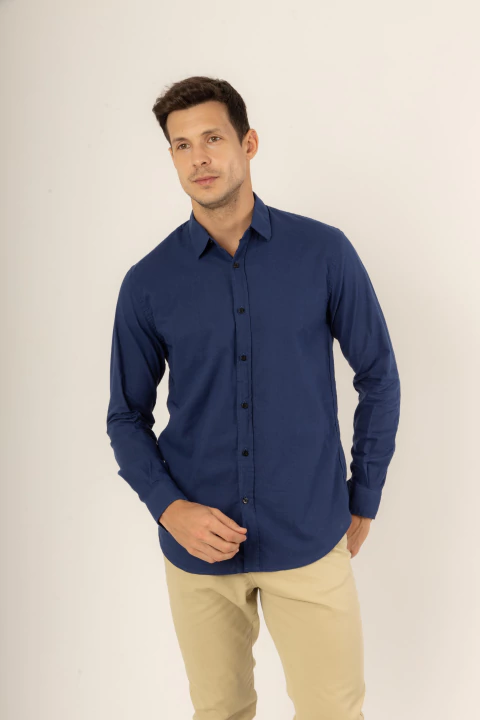 Camisa Manga Longa Clássica - Azul - comprar online