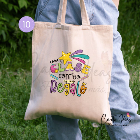 Bolsa tela Frases color Día del profe - tienda en línea