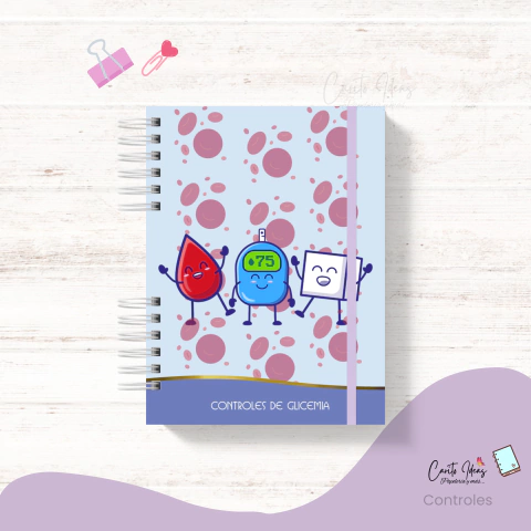 Cuaderno para registro de controles de glicemia, celeste -  Carito Ideas  Regalos Personalizados