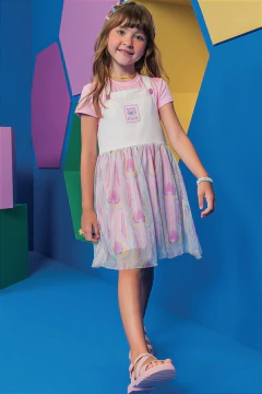 Salopete Infantil Kukie Corações Rosa