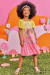 Vestido infantil Kukie Amarelo e Rosa Laise