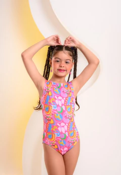 Maiô Infantil Rosa Alça Oncinha - comprar online