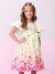 Vestido Infantil Momi Verde Floral Com Laço e Barra