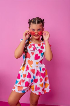 Macaquinho Infantil Branco Corações