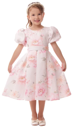 Vestido Infantil Festa Floral Mangas Princesa