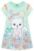 Vestido Infantil Kukie verão Verde Gatinha