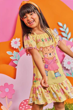 Vestido Infantil Menina Kukie Amarelo Oncinha