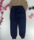 Calça de moletom infantil azul marinho flanelada menina #inverno