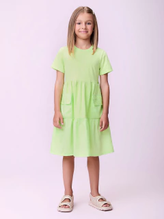 Vestido Infantil Momi Com Bolso Verde Limão