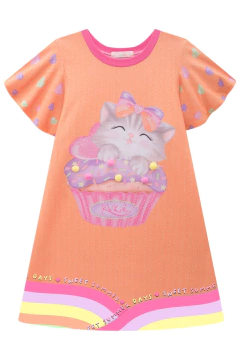 Vestido Infantil Kukie Laranja Cupcake