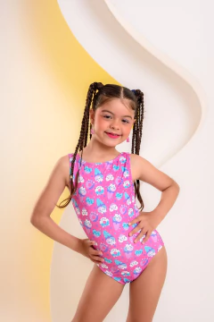 Maiô Infantil Rosa Alça Doces Gatinhos - comprar online