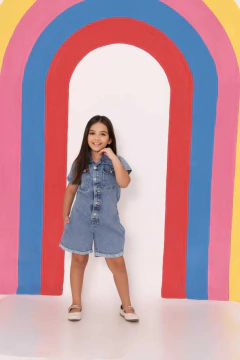 Macaquinho Jeans Infantil Bela