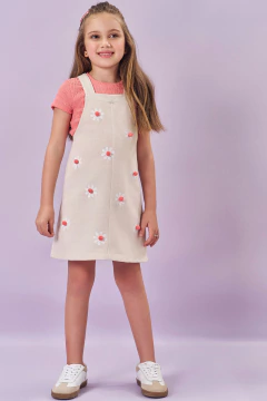 Salopete Infantil Menina Coral Com Pompons Kukiê