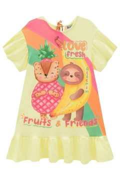 Vestido Infantil Kukie Amarelo Fruits e Friends