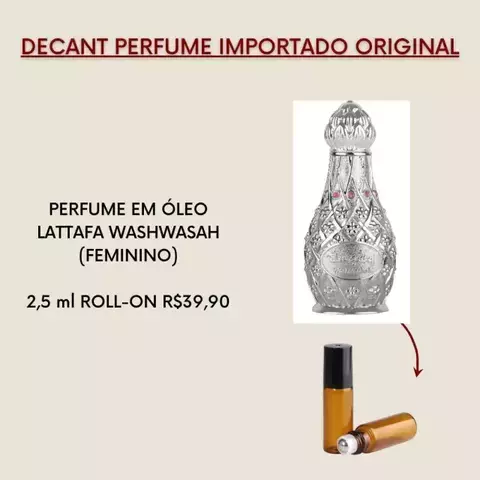 DECANT ROLL-ON PERFUME EM ÓLEO LATTAFA Washwasha (FEMININO)