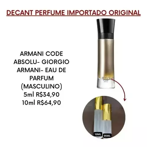 Decant Masculino Armani Code Absolu Giorgio Armani Eau de Parfum (PERFUME RARO- DESCONTINUADO)