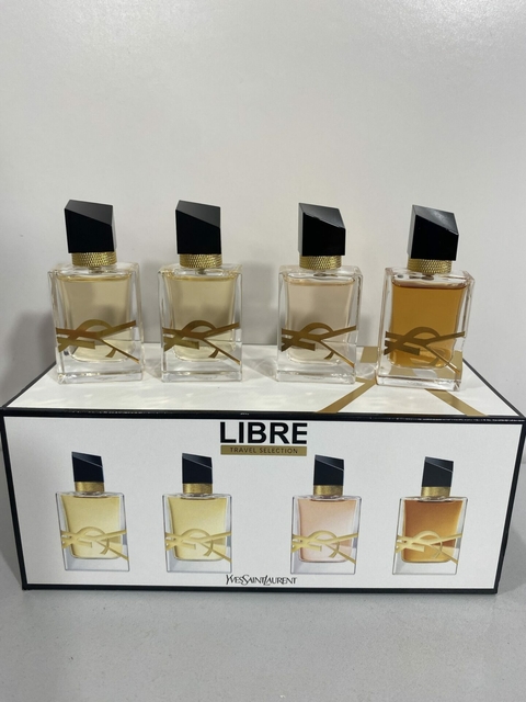 KIT 4 MINIATURAS ORIGINAIS YVES SAINT LAURENT: 1 LIBRE EDP 7,5ML + 1 LIBRE EDP 7,5ML + 1 LIBRE EDT 7,5ML + 1 LIBRE INTEN