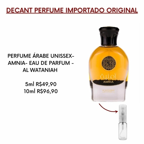 DECANT PERFUME ÁRABE UNISSEX- AMNIA- EAU DE PARFUM - AL WATANIAH