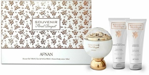 Kit Souvenir Floral Bouquet (Perfume Eau de Parfum 100 ml + Gel de Banho 100 ml + Hidratante 100 ml ) - Perfume Árabe IN