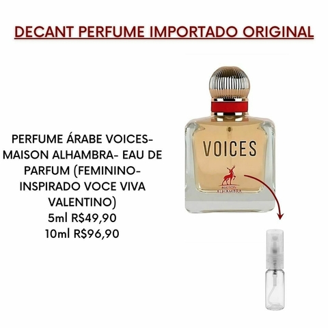 DECANT PERFUME ÁRABE VOICES- MAISON ALHAMBRA- EAU DE PARFUM (FEMININO- INSPIRADO VOCE VIVA VALENTINO)