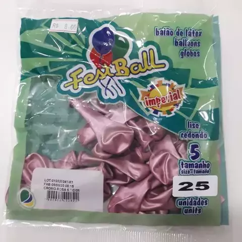 BALÃO CROMADO ROSA FESTBALL 5 C/25