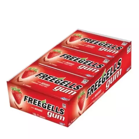 CHICLE FREEGELLS GUM MORANGO C/15