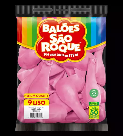 BALÃO SÃO ROQUE ROSA BABY 9 C/50