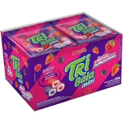 BALA TRI BALA MINI FRUTAS VERMELHAS C/12