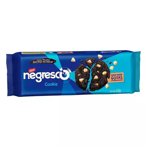 BISCOITO COOKIE CHOCOLATE COM GOTAS DE BAUNILHA NEGRESCO PACOTE 60G