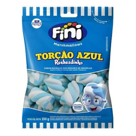 MARSHMALLOW FINI TORÇÃO AZUL RECHEADO 250GR