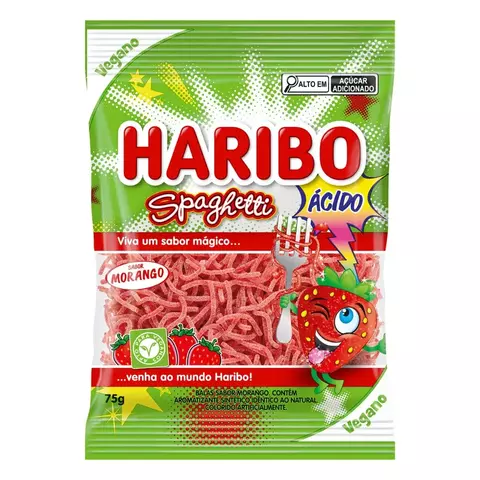 SPAGUETTI ÁCIDO MORANGO HARIBO 80G