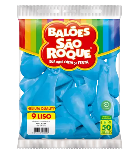 BALÃO SÃO ROQUE AZUL BABY 9 C/50