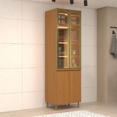 Cristaleira 4 Portas 65cm C/ Led Angelin/Cobalto 100% MDF - Florença Móveis Sul