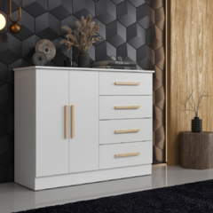 Cômoda 2 Portas 4 Gavetas Branco - Bariloche Móveis Sul